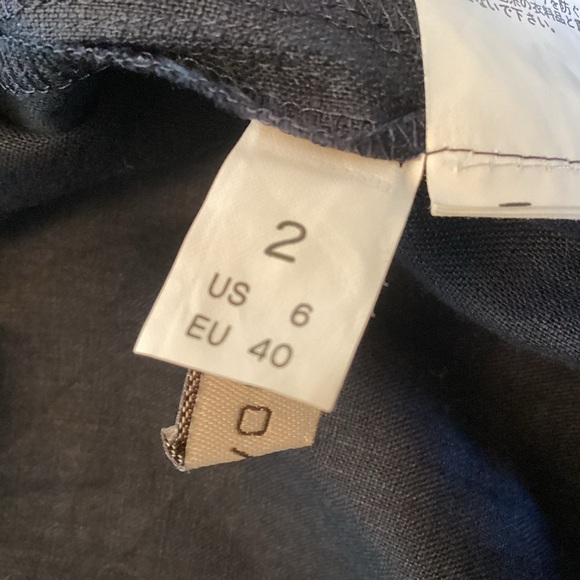 Japanese luxury brand navy linen/lace placard front button self tie short top 6 - Picture 9 of 10